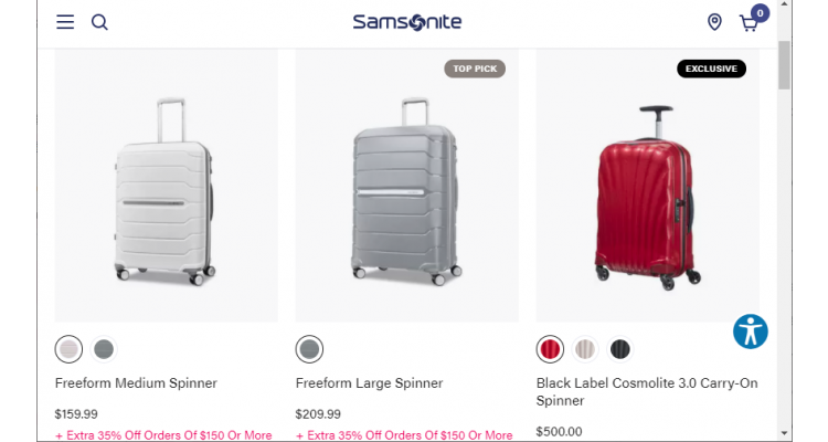 Samsonite 行李箱滿$150額外6.5折