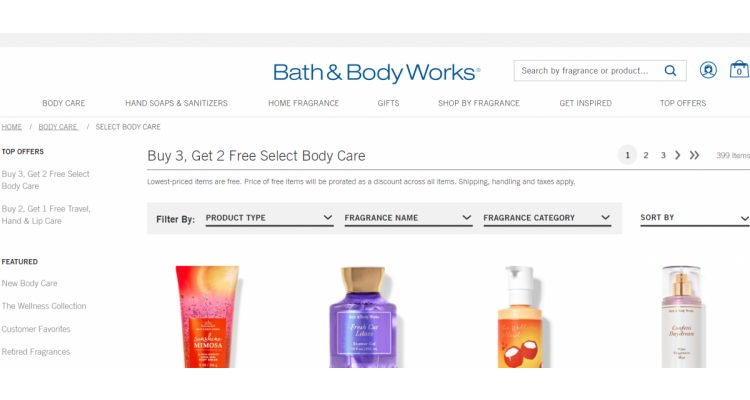 Bath & Body Works买三送二