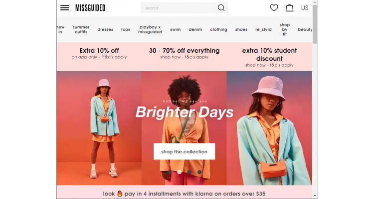 Missguided US 夏季大促 低至3折+額外9折