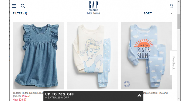 Gap Factory兒童服飾低至3折+額外7.5折