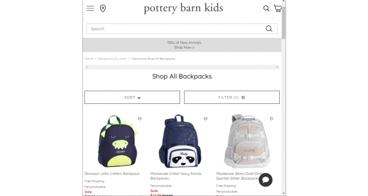 Pottery Barn Kids 兒童雙肩書包清倉