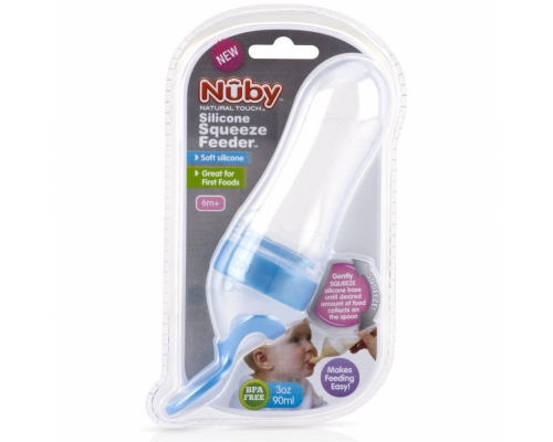 美國 Nuby 矽膠擠壓餵食器 90ml(顏色隨機)