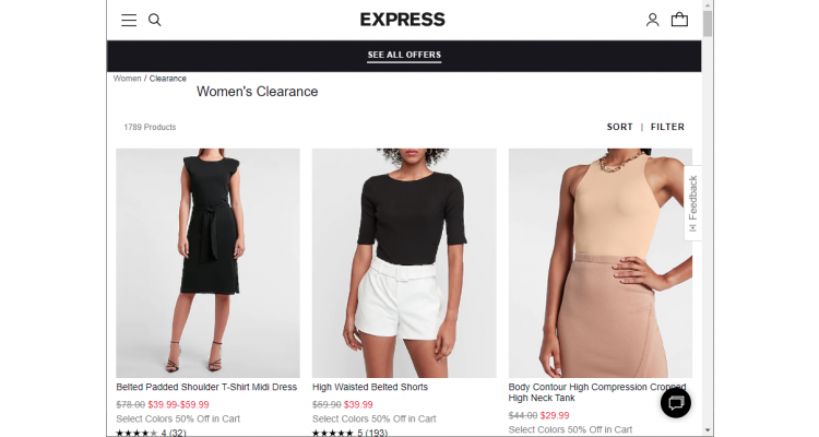 Express 清倉區美衣大促， 額外5折
