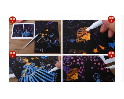 JoanMiro 兒童夢幻刮刮畫套裝-灰姑娘