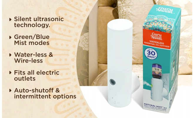 GuruNanda Wall Plug-In Diffuser - White - 0.33 fl oz 白色壁掛式擴散器